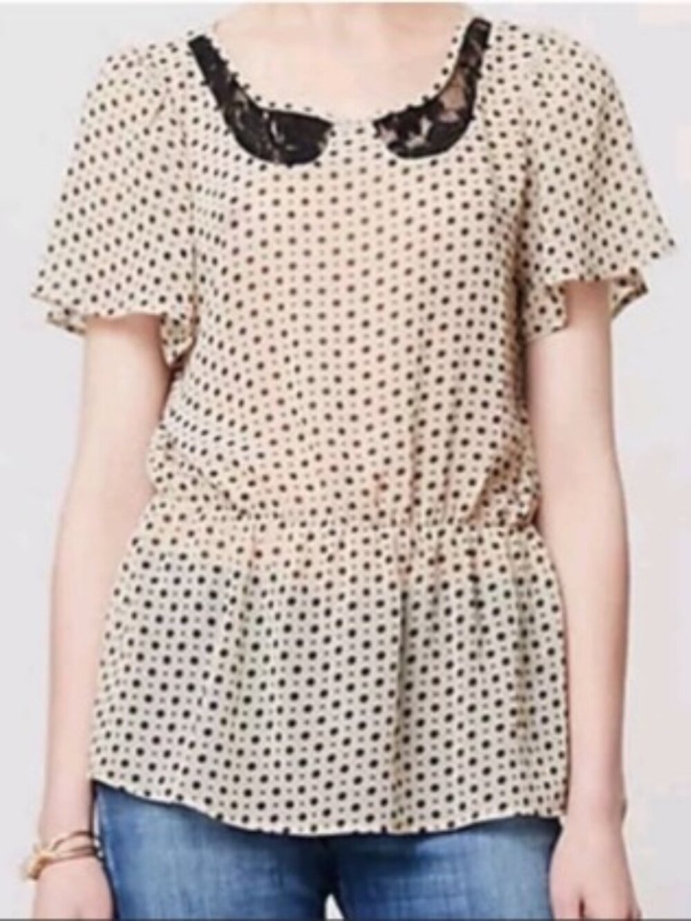 B. Vintage for Anthropologie Polka Dot Blouse in Size Large